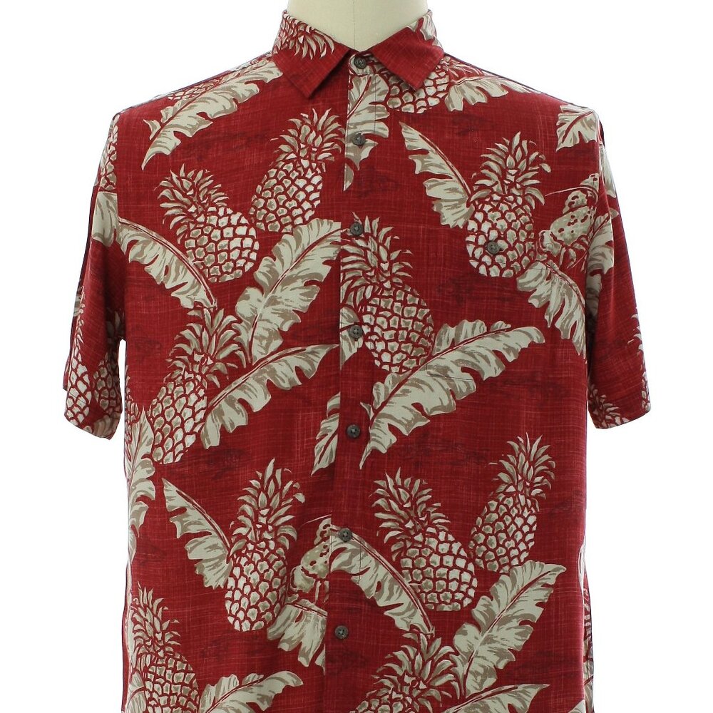 Men's Floral Hawaiian Pineapples Short Sleeve Soft Fun Sexy Rayon Shirt Sz XXL
